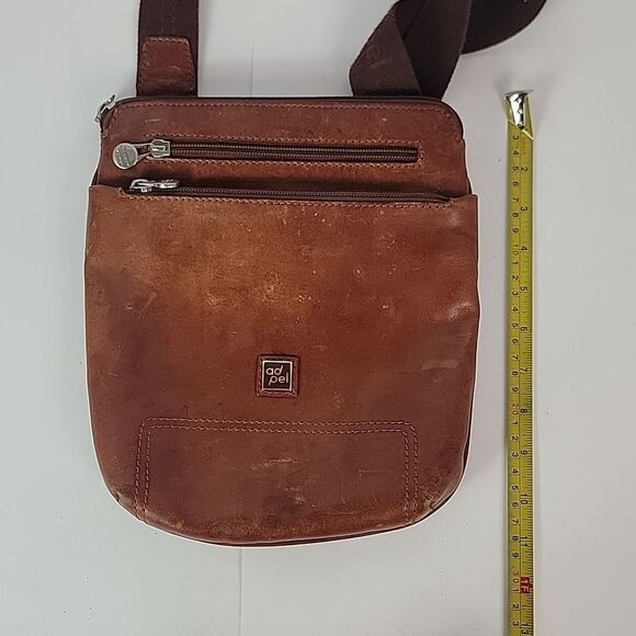 Adpel Maestri Genuine Italian Leather Brown Women's Crossbody - Picture 9 of 11